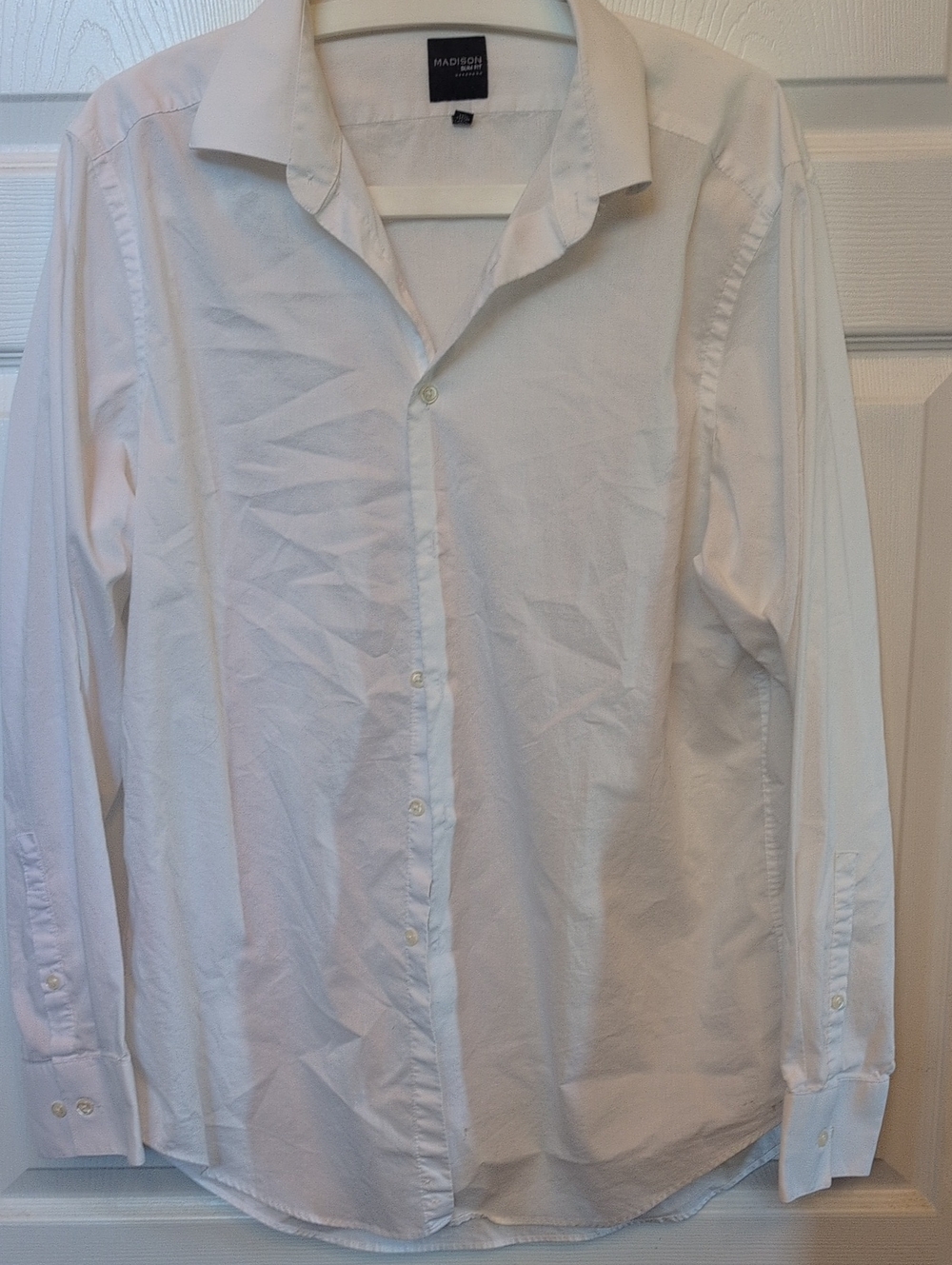 Madison White Men's Long-Sleeve Dress Shirt